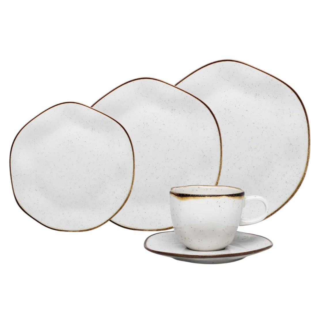 Kit com 54 Peças Aparelho de Jantar em Porcelana de Luxo