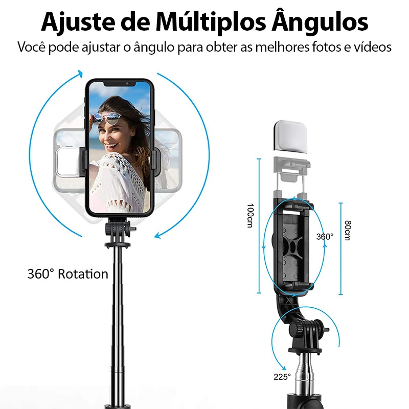 Selfiegram- Luz Integrada Tripé Multifunções 4 em 1