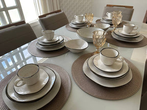 Kit com 54 Peças Aparelho de Jantar em Porcelana de Luxo